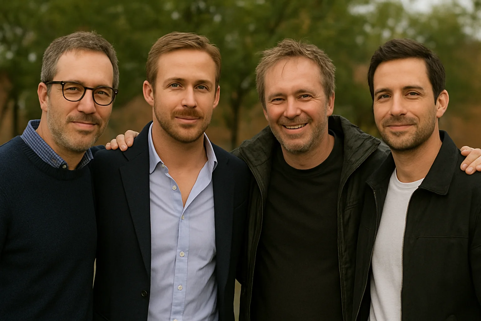 Ryan Gosling with film directors, highlighting the creative collaborations that have shaped his acting career.